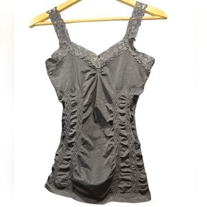 M. Rena Seamless Lace Trim Corset Cami - Black Y2K Coquette One Size Made In USA